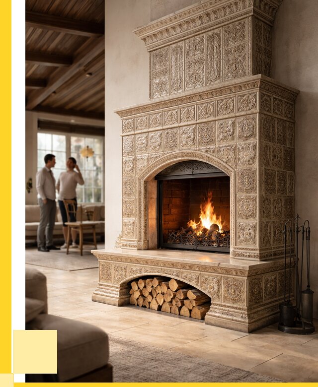 Купить изразцовый камин в Магнитогорске от 258625 р. | ЭриданМгн