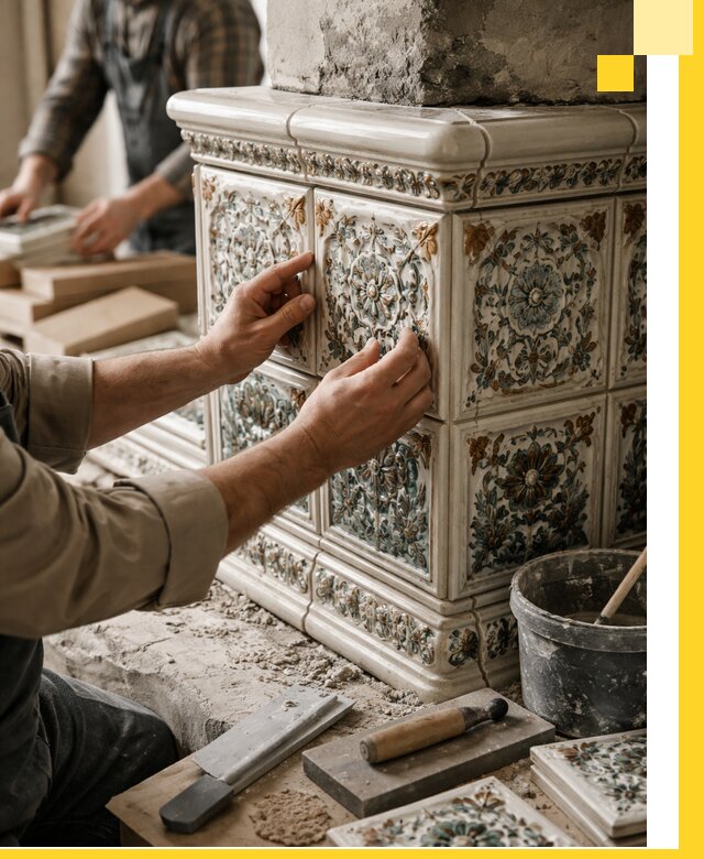 Изразцовые камины под ключ в Магнитогорске: проект и монтаж