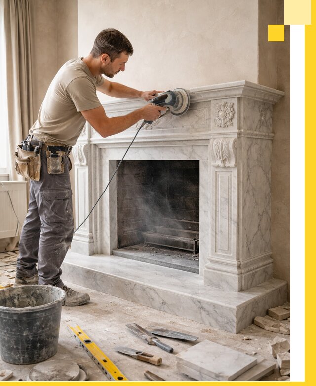 Изготовление и установка мраморных каминов в Магнитогорске под ключ