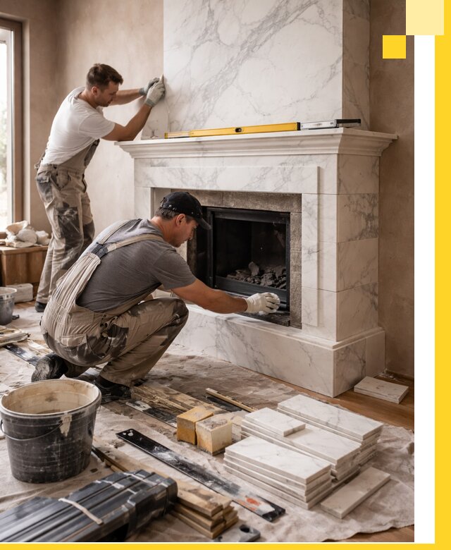 Отделка каминов в Магнитогорске качественные облицовочные работы