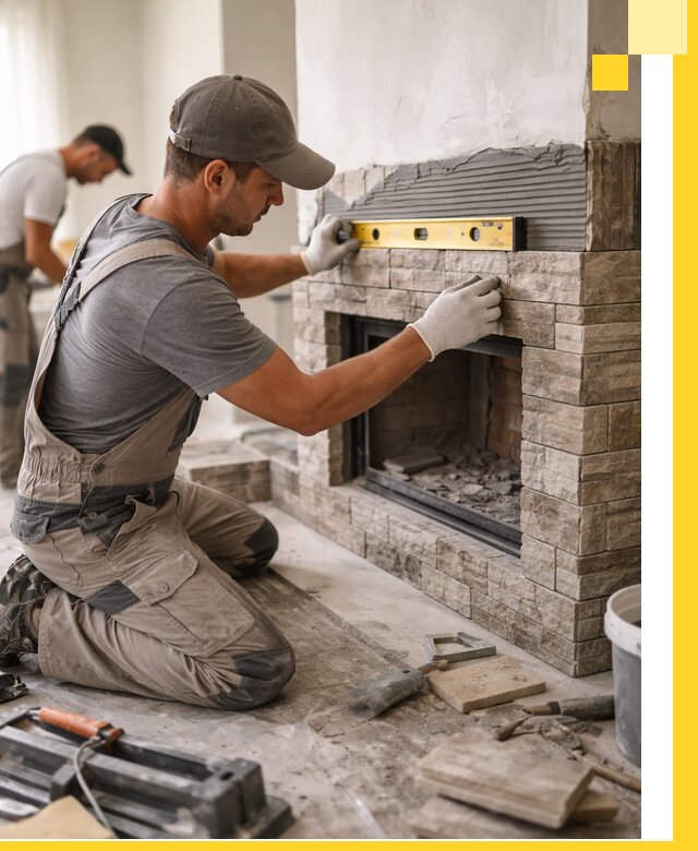 Облицовка каминов в Магнитогорске, монтаж и отделка натуральным камнем