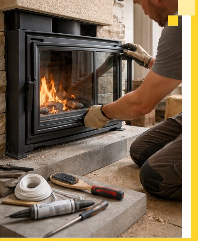 Производство, монтаж и доставка каминов со стеклом в Магнитогорске