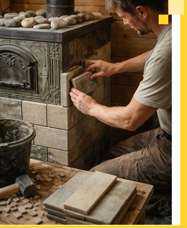 Облицовка банных печей в Магнитогорске профессиональная отделка