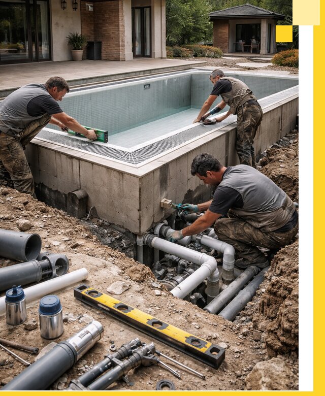 Строительство переливных бассейнов в Магнитогорске под ключ