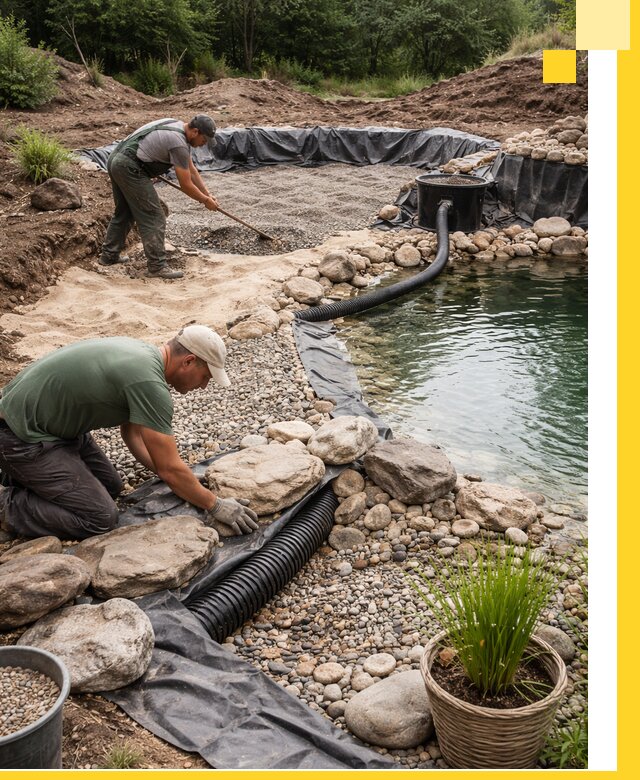 Строительство природных бассейнов и озер в Магнитогорске под ключ