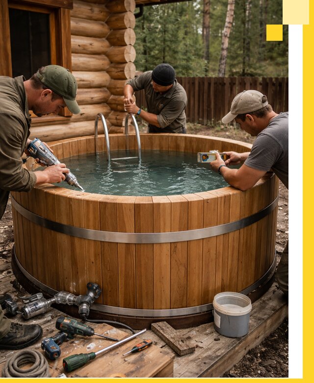 Строительство бань с купелью под ключ и отделкой в Магнитогорске