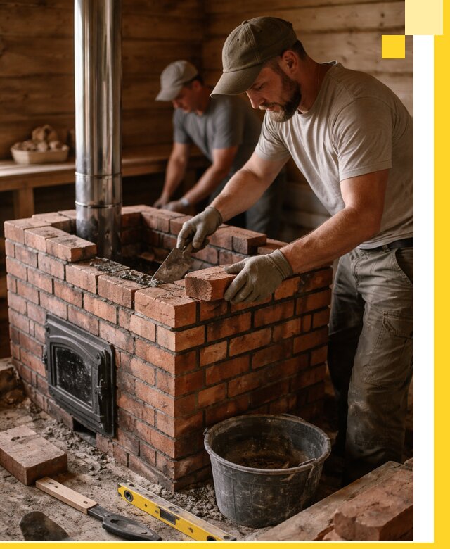 Кирпичные печи для бани под ключ в Магнитогорске, проект и монтаж