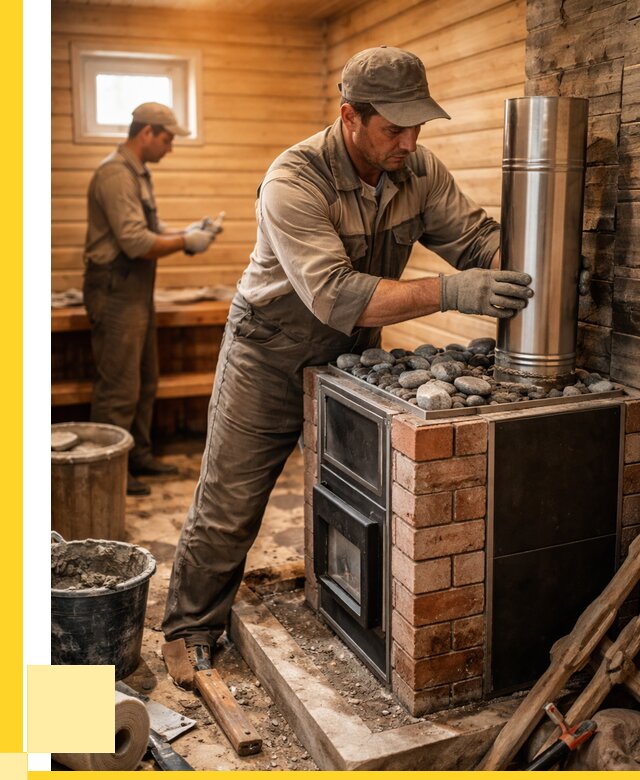 Монтаж печи в бане под ключ в Магнитогорске от 20690 р. | ЭриданМгн