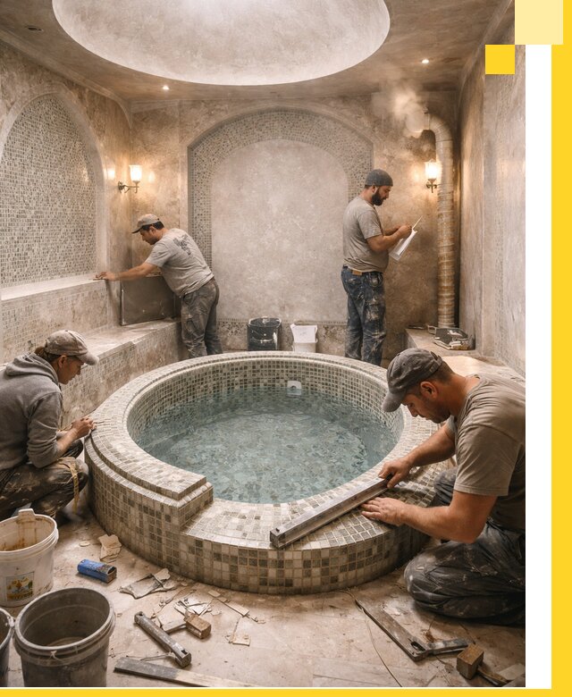 Профессиональное строительство хамама с бассейном в Магнитогорске под ключ