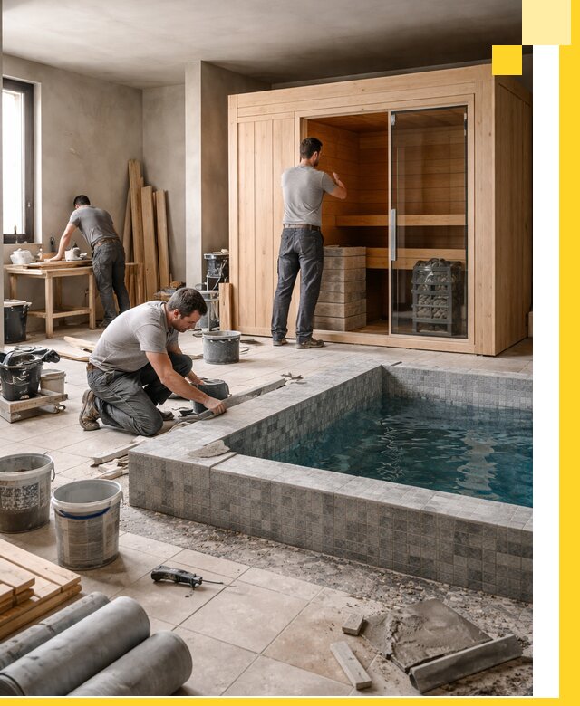 SPA зоны под ключ с бассейном сауной и печью в Магнитогорске